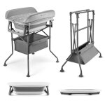 Table � langer et baignoire kinderkraft bubbly 5 en 1 avec cadre pliable, panier de rangement et tuyau ...