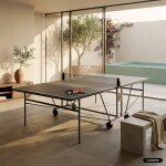 Table de ping pong indoor, avec 2 raquettes et 3 balles, utilisation int�rieure gris