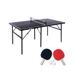 Table de ping pong d'int�rieur m�dium avec 2 raquettes et 3 balles noir