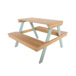 Table de pique - nique en bois d'acacia pour enfant, salon de jardin enfant 2 places, couleur teck clair ...