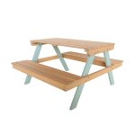 Table de pique - nique en bois d'acacia pour enfant, salon de jardin 4 places vert de gris et teck - ...