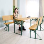 Table pique - nique pliante avec bancs � dossier pour 4 enfants teck