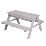 Table sable et eau en bois massif pique - nique pour 4 enfants gris