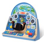 Tableau de bord interactif pilote d'avion bleu