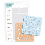 Tableau t�ches m�nag�res 32 magnets bleu et orange