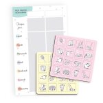 Tableau t�ches m�nag�res 32 magnets rose et jaune