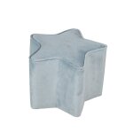 Tabouret pouf toile en velours et bois lil sofa bleu clair