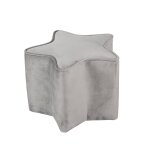 Tabouret pouf �toile en velours et bois lil sofa gris argent�