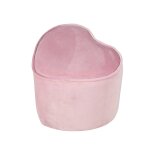 Tabouret pouf en velours et bois lil sofa rose pastel / coeur