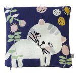 Taie de coussin en coton biologique bleu, chaton