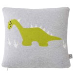 Taie de coussin en coton biologique gris, dino
