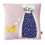 Taie de coussin en coton biologique rose, chat