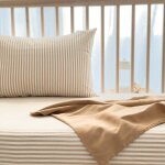 Taie d'oreiller percale de coton bio ray� ray� ambre