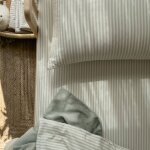 Taie d'oreiller percale de coton bio ray� ray� tilleul