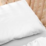 Taie d'oreiller satin de coton bio lav� blanc craie