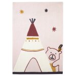 Tapis de chambre enfant tipi en acrylique - timouki beige