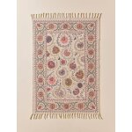 Tapis en coton brod� flore imprim� fleurs