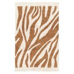 Tapis coton imprim� z�br� safari marron