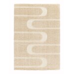 Tapis doux et �pais en polyester recycl� effet relief calligramme beige sable