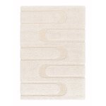 Tapis doux et �pais en polyester recycl� effet relief calligramme blanc pur