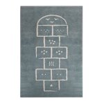 Tapis enfant doux et ludique marelle bleu