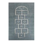 Tapis enfant doux et ludique marelle bleu naturel