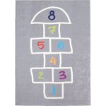 Tapis enfant marelle gris