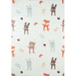 Tapis enfant motifs animaux en polyester beige
