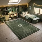 Tapis enfant motif terrain de football ludique et sportif vert