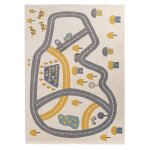 Tapis enfant � poils ras doux circuit palette color�e