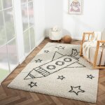 Tapis enfant tiss� tothemoon ecru