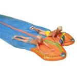 Tapis de glisse aquatique double 650 x 180 cm bleu et orange