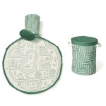 Tapis de jeu & panier  jouets - zoo vert & couleur naturelle