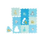 Tapis de jeu puzzle en mousse, 9 pices animaux avec chiffres - bleu