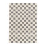 Tapis en laine et coton a carreaux fait main doux gabin noir