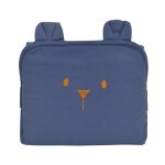 Tapis � langer de voyage coton bio ourson bleu marine