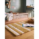 Tapis microfibres ray� rectangulaire ray� beige