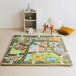 Tapis de motricit enrollagateo coton biologique motifs de la ville