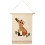Tapis mural renard forest friends bleu, beige