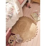 Tapis rond en jute feston beige