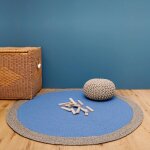 Tapis rond laine tressé nolan bleu Tapis rond laine tressé nolan bleu