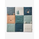 Tapis de sol / fond de parc patchwork coton et velours brocliande vert imprim