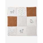 Tapis de sol / fond de parc patchwork coton et velours petit nomade cru / camel