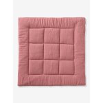 Tapis de sol / fond de parc uni gaze et percale de coton terracotta