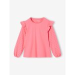Tee - shirt blouse fille manches longues � volant personnalisable rose