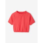 Tee - shirt blouse forme crop fille corail