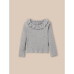 Tee - shirt col volant fille - coton biologique gris chine clair