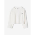 Tee - shirt crop top fille manches longues cru