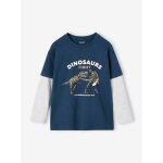 Tee - shirt effet doubles manches garon bleu nuit