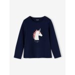 Tee - shirt fantaisie fille manches longues marine